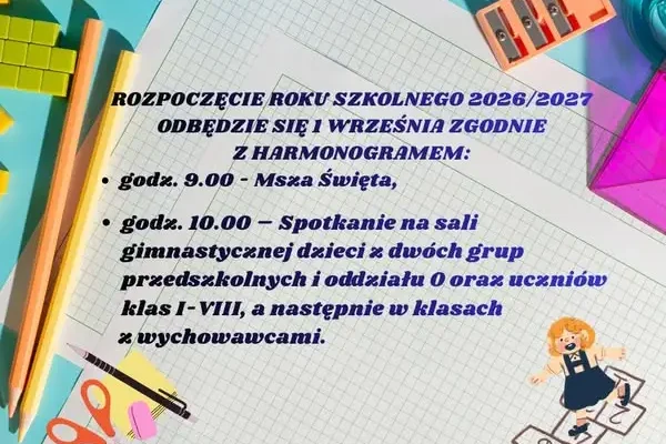 Uroczyste rozpoczęcie roku szkolnego 2026/2027 – 1 września