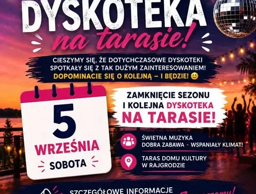 Ostatnia dyskoteka na tarasie w Rajgrodzie przełożona na 5 września