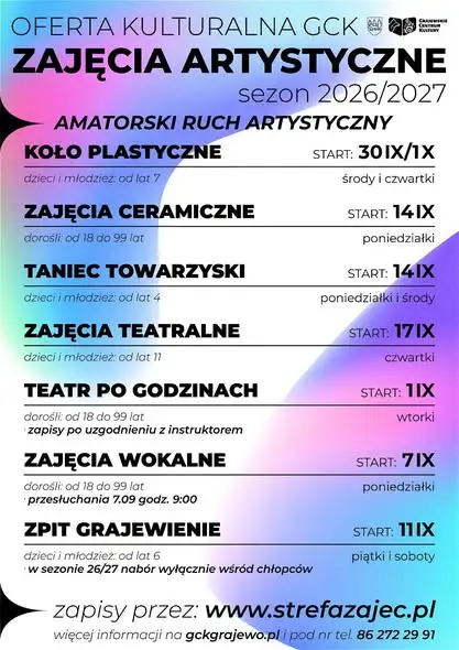 Zapisy na zajęcia GCK w sezonie 2026/2027 – oferta dla dzieci, młodzieży i dorosłych