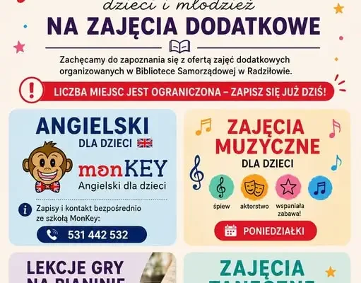 Ruszyły zapisy na dodatkowe zajęcia w bibliotece w Radziłowie