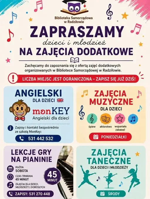 Ruszyły zapisy na dodatkowe zajęcia w bibliotece w Radziłowie