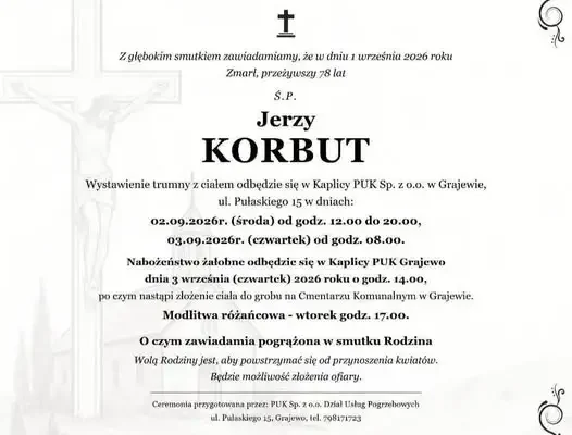 Zmarł druh Jerzy Korbut z OSP Grajewo
