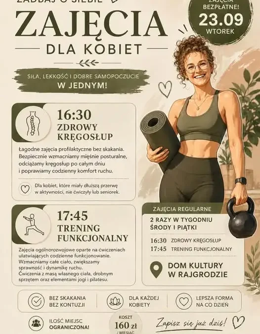 Dom Kultury w Rajgrodzie zaprasza na nowe zajęcia dla kobiet