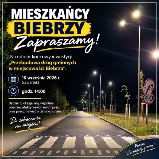 Odbiór końcowy przebudowy dróg gminnych w Biebrzy – zaproszenie dla mieszkańców