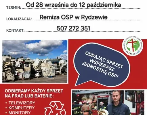 Zbiórka elektrośmieci dla OSP Rydzewo – wspieraj strażaków!