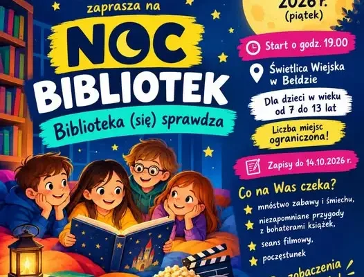 Noc Bibliotek 2026 w Bełdzie – zapisy tylko do 14 października!