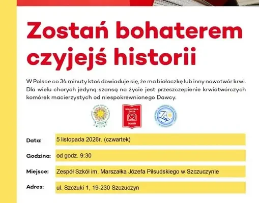 Szczuczyn: „Biblioteka życia” i Dni Dawcy Szpiku w Zespole Szkół