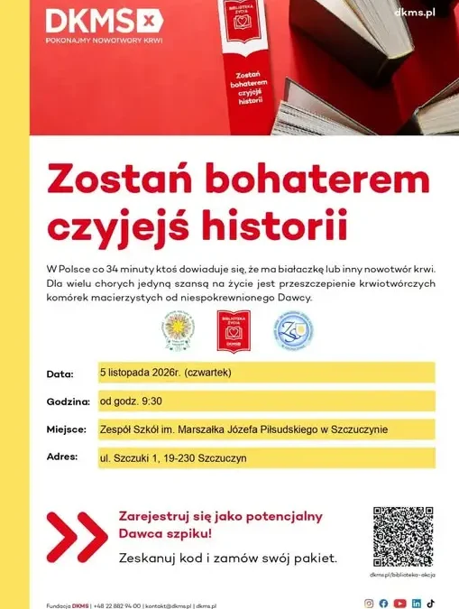 Szczuczyn: „Biblioteka życia” i Dni Dawcy Szpiku w Zespole Szkół