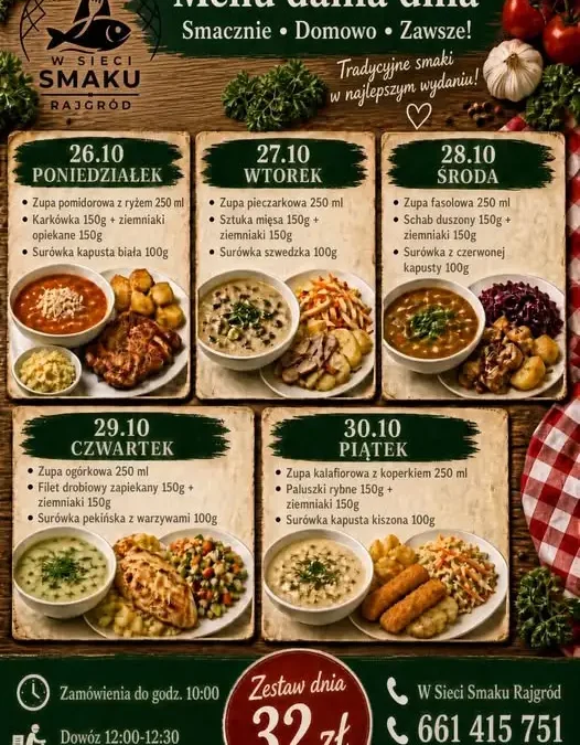 Nowe menu w Rajgrodzie: Danie Dnia za 32 zł