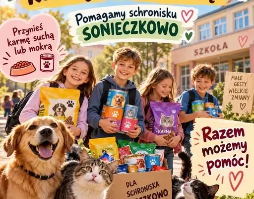 Szkoła Podstawowa nr 4 w Grajewie organizuje zbiórkę karmy dla schroniska Sonieczkowo