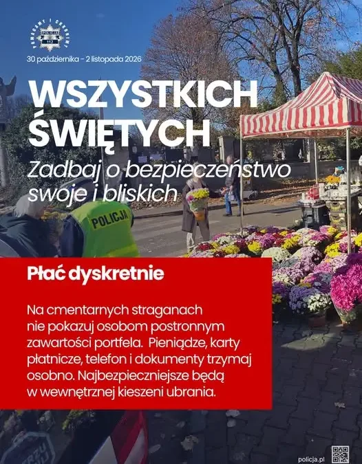Bezpieczne Wszystkich Świętych: policja apeluje o rozwagę przy cmentarzach